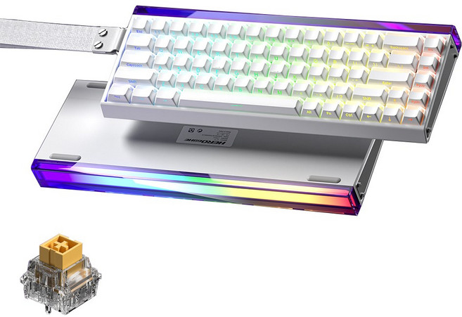 AULA HERO 68 HE 마그네틱 자석축 기계식 키보드 유선 8K 게이밍 키보드, RGB lighting box wired, white lighthouse