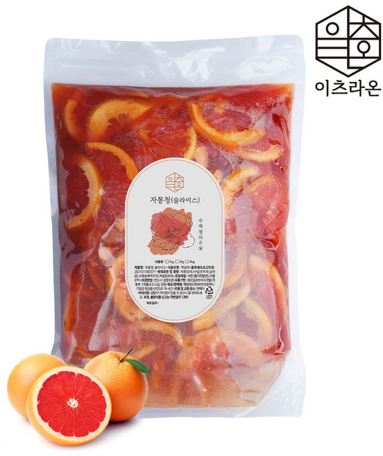 이츠라온 자몽청 슬라이스 4kg 수제과일청 카페용 대용량, 1개, 1개입