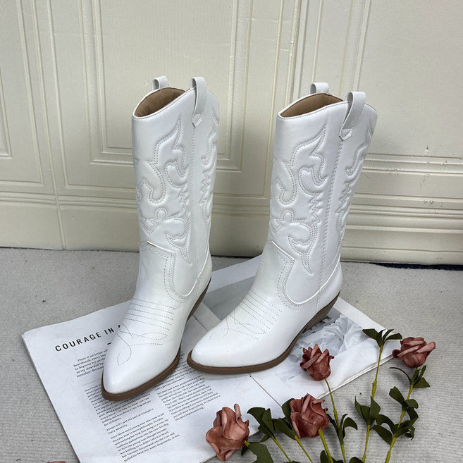 줌바 라인댄스부츠 미들부츠 라인댄스신발 가죽 미들 여성부츠 뾰족 앞코 레트로