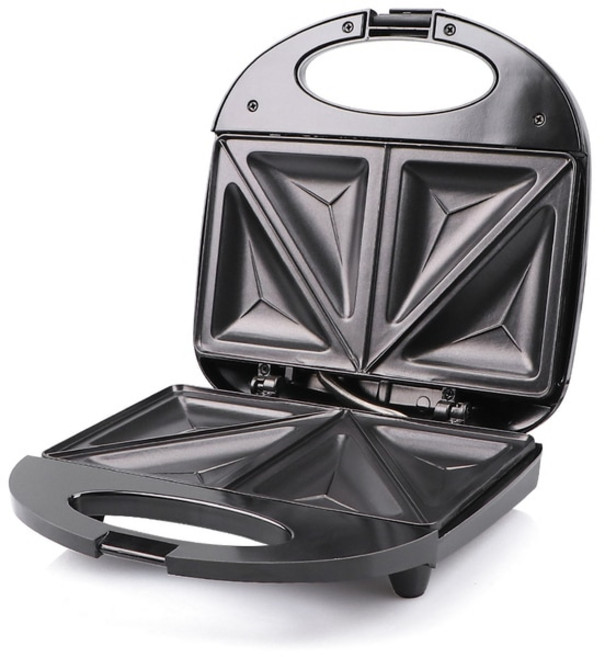 OXPHIC 750W 삼각형 빵 붙지 않는 요리 표면 샌드위치 메이커 토스터 4 조각, 01 Black_02 EU