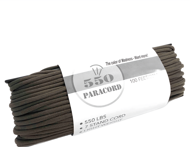 550 LBS 7芯傘繩 30公尺 戶外登山露營繩, 槍灰, 1個