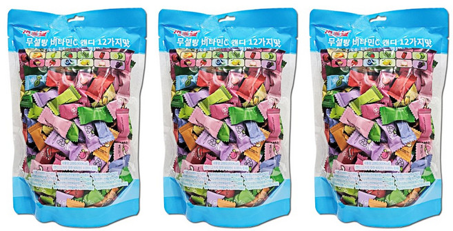 MULANWANG 무설탕 비타민 C 캔디 12가지맛 200g 수입사탕, 3개