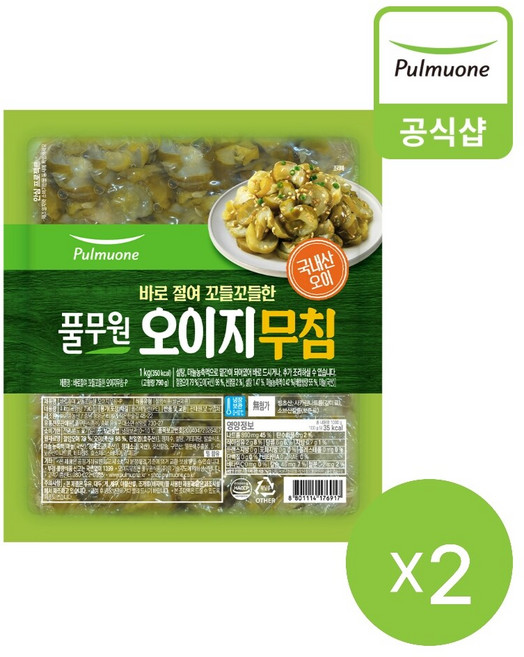 풀무원 바로절여 꼬들꼬들한 오이지 무침 1kgX2개, 2개, 1kg