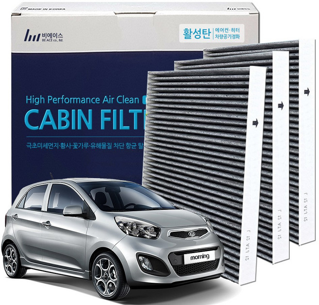 기아 모닝 자동차 에어컨 항균필터, 3개, 모닝 SA/TA > Q117