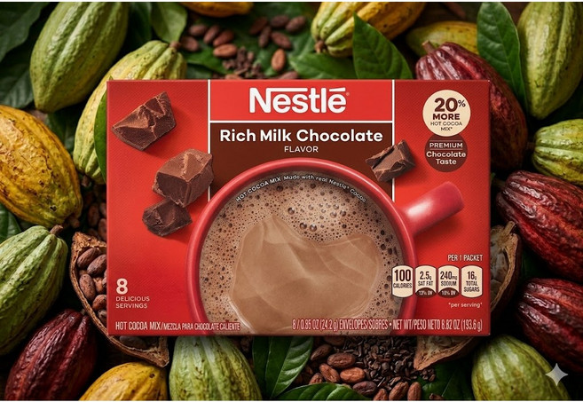 Nestle Hot Cocoa Mix 리치 밀크 초콜릿 (네슬레 핫 코코아 믹스) 개별포장 코코아 분말, 1개, 8개입, 24.2g