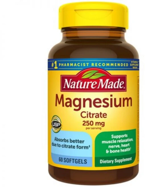 Nature Made 네이처메이드 마그네슘 시트레이트 250mg 60 소프트젤 영양제, 1개, 60정 - 쿠팡