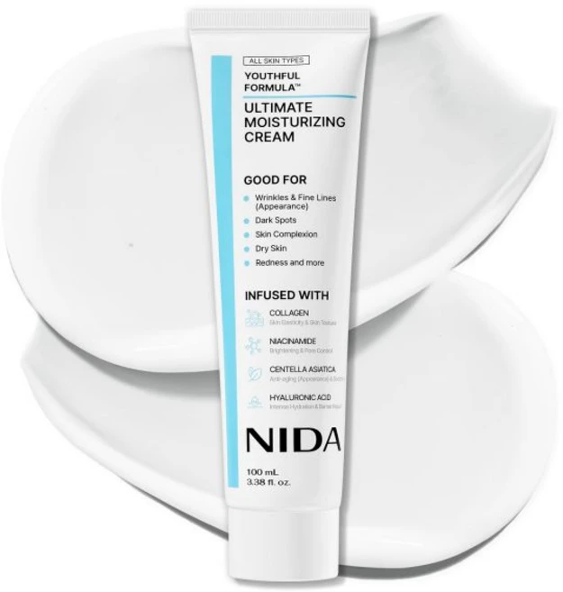 수분크림 에센스 토너 NIDA 유스 포뮬러™ 얼티밋 보습 크림 | 센텔라 아시아티카 니아신아마이드 히알루론산 콜라겐 주름 잔주름 다크 스팟 건조한 피부 발적 3.38 fl. o, 수분크림 에센스 토너 NIDA 유스 포뮬러™ 얼티밋 보 - 쿠팡