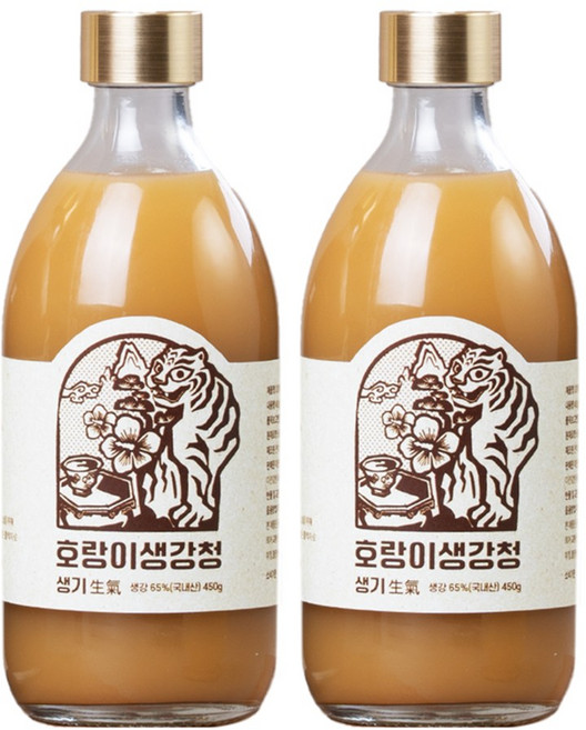 팔팔호랑이 꿀 생강청 생강차 <생기>, 2개, 1개입, 450ml