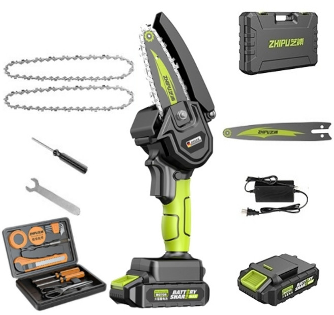 독일 충전톱 전기 엔진 목공 전동 체인 기계 공구 전지 나무 미니 소형 무선 가지치기 전정, 스마트 4인치 배터리1, 1개