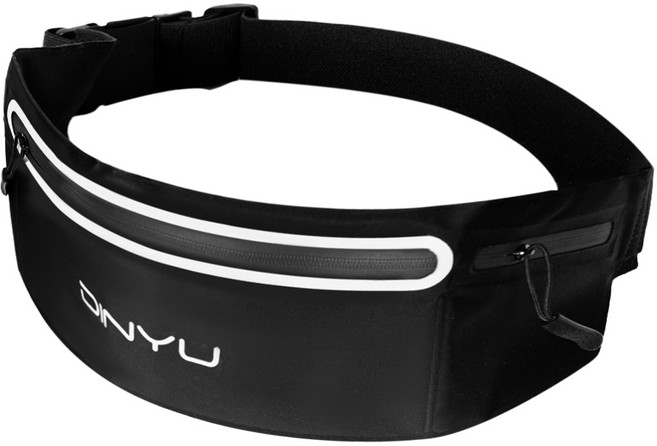 노스바이크 스포츠 벨트 슬림 스트레치 3포켓 러닝벨트, 리얼 블랙, 1개