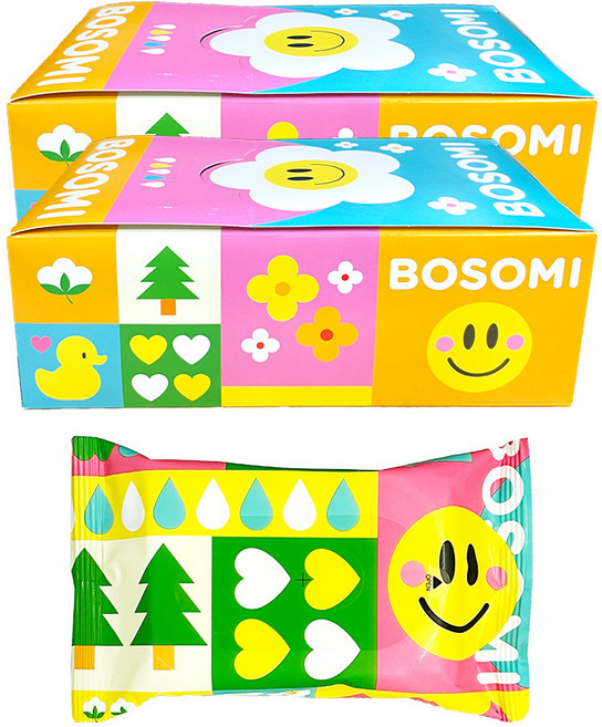 보솜이 펀앤플레이 휴대용 아기물티슈 10매입 x 20팩(2BOX), 10