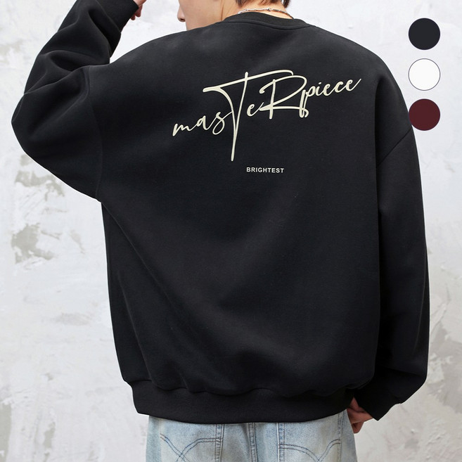 HANYO 남성 빅사이즈 라운드넥 레터링 프린트 빈티지 루즈핏 캐주얼 맨투맨