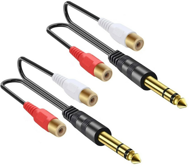 1/4 인치 TRS 잭 - 2 RCA R/L Y 분배기 스테레오 오디오 케이블 0 3m 듀얼 RCA - 6 35mm 앰프 믹서 스피커용 어댑터 코드, 03 Style B 2PCS