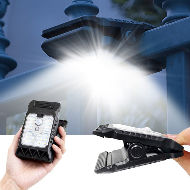 HK sell 사이온 미니 태양열 센서 집게등 캠핑 조명 모션감지 벽걸이 정원, 전구색 1p