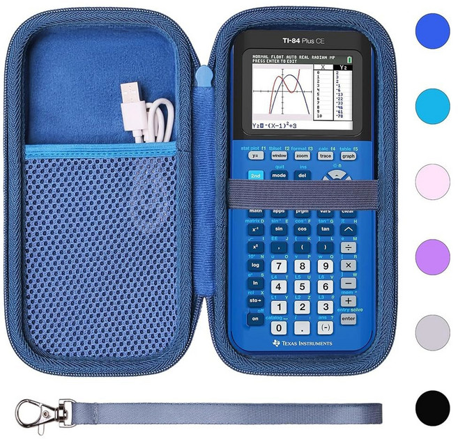 텍사스 인스트루먼트 TI-84 Plus CE /TI-84 /TI-Nspire CX II CAS /TI-83 /TI-89 티타늄 /TI-85 컬러 그래핑 계산기 XANAD (핑크)와, Navy Blue