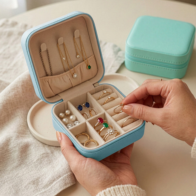미니보석함 악세사리 보관함 휴대용보석함 여행용 주얼리 수납 파우치