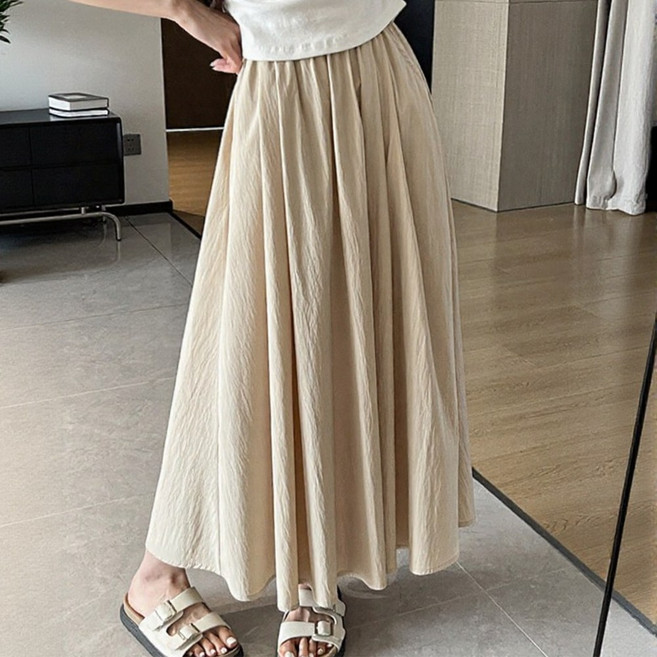 베르슈어 밴딩 플레어 롱 스커트