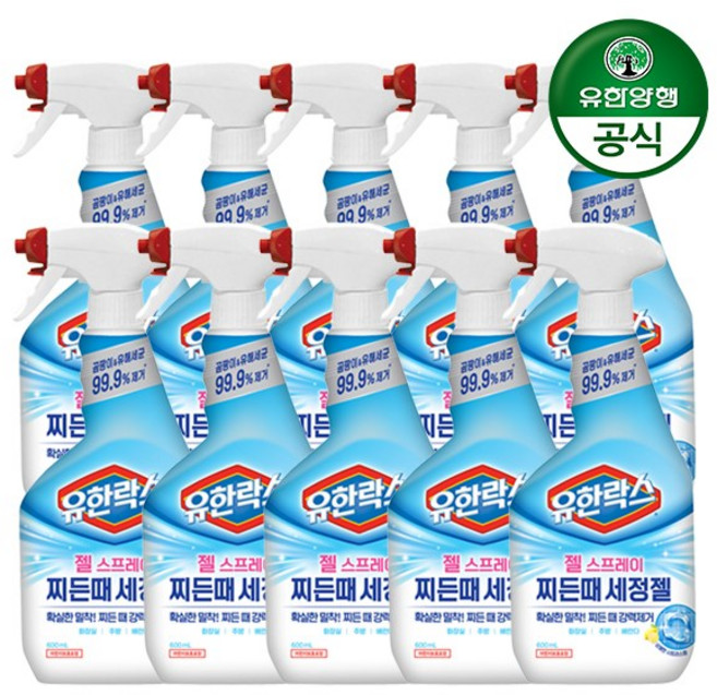 유한락스 젤 스프레이 찌든때 세정젤 곰팡이 유해세균 99.9% 제거, 600ml, 10개