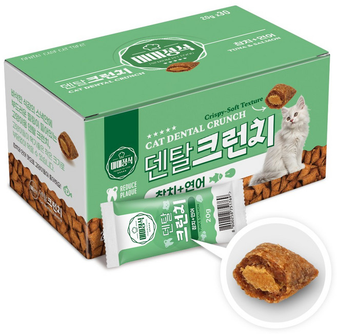 미미정식 덴탈 시리얼 고양이간식, 30개, 20g, 참치+연어