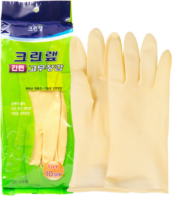 크린랩 간편고무장갑 (Free) 미색 10개