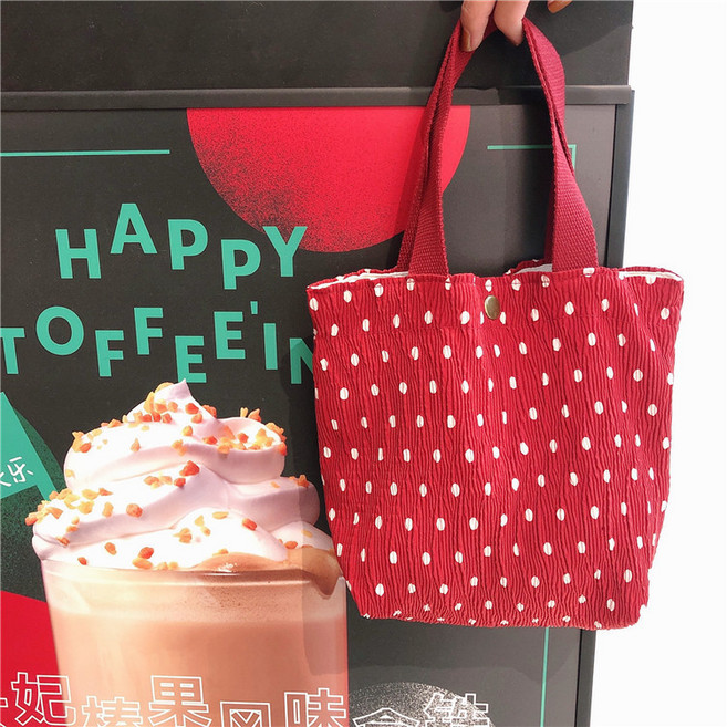 [판매중지] 푸른하늘 플리츠 토트백 똑딱이 손목가방 미니백 도시락가방