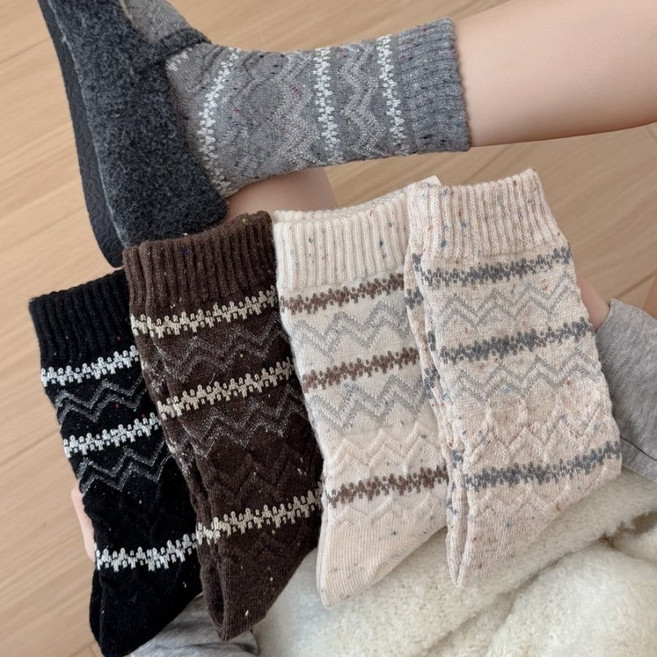 GRNM 캐시미어 노르딕 패턴 따뜻한 자카드 고급 양말 5종