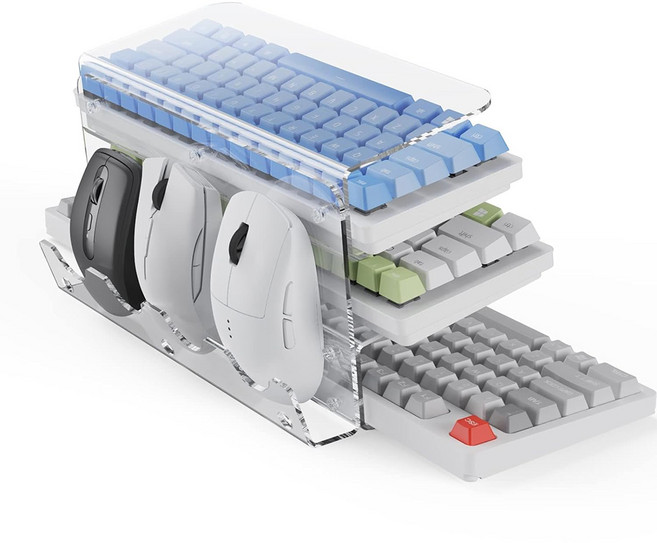 컴튜 키보드 마우스 3단 아크릴 보관함 진열대 거치대 전시대, 1개