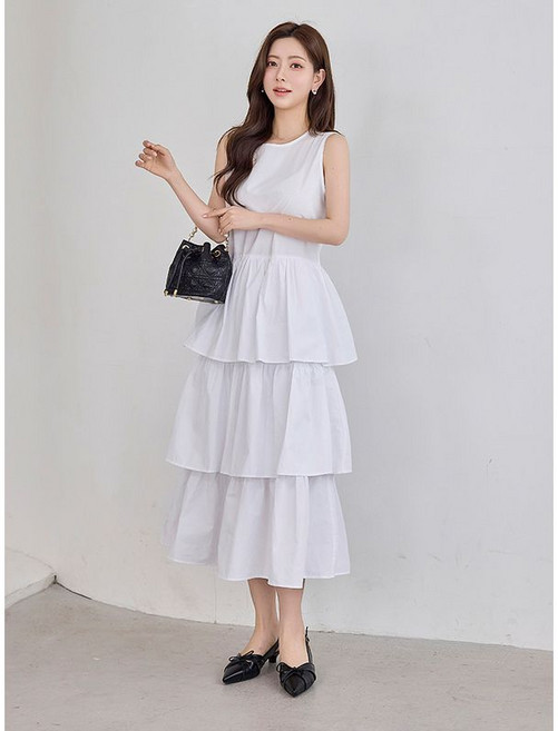 모리스커밍홈 캉캉 레이어드 슬리브리스 원피스 M2604OP041B