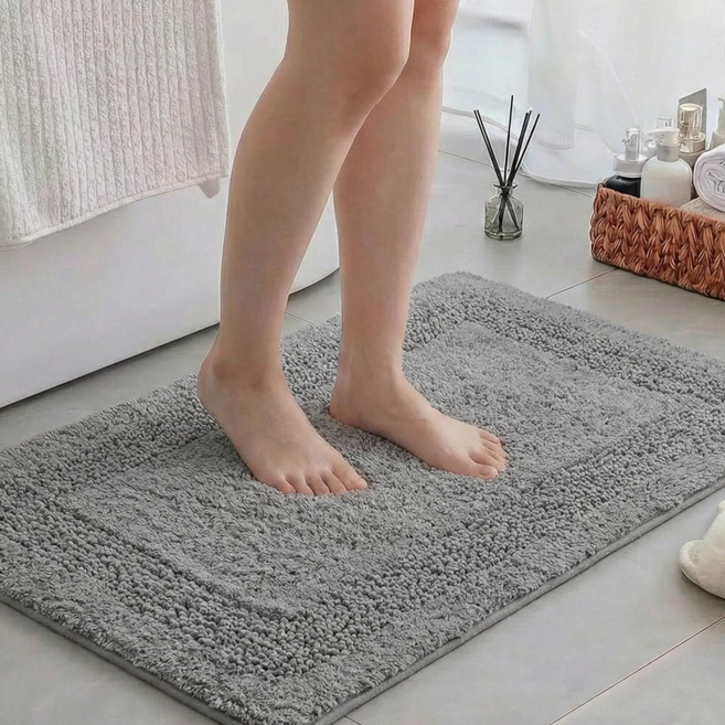라온패브릭 욕실매트 주방발매트 화장실 앞 발매트 욕실 주방 면100% 뮤즈코튼, 그레이