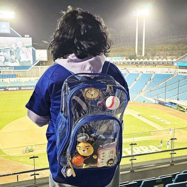 투명 야구 직관 가방 방수 백팩 pvc 야구가방 공연 관람 덕질 야구장 준비물 비치 짐가방, 블루, 1개