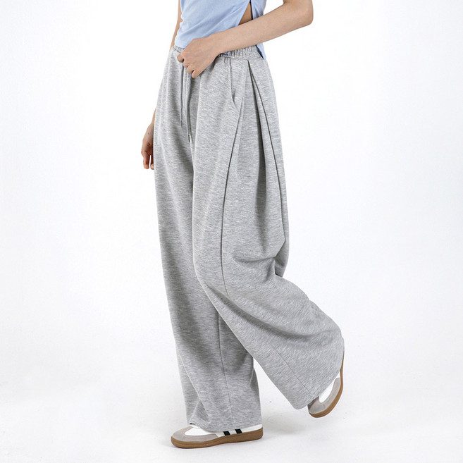 오버나인 여자 여성 롱/숏 기장선택 키작녀 키큰녀 사이드핀턱 밴딩 와이드 트레이닝 바지 팬츠