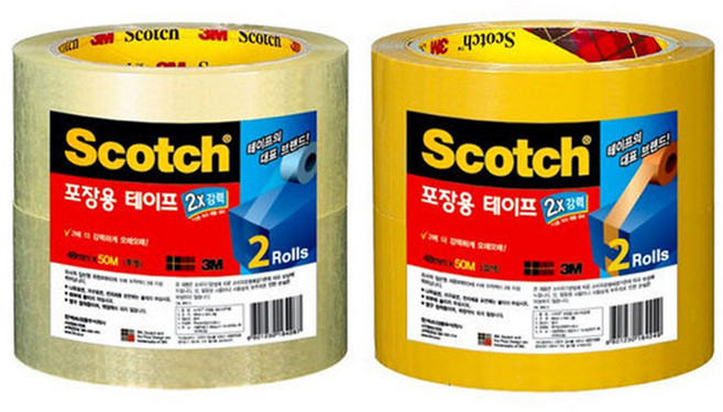 3M 스카치 포장용 테이프 3615R-2 2개입 (48mmX50m), 투명