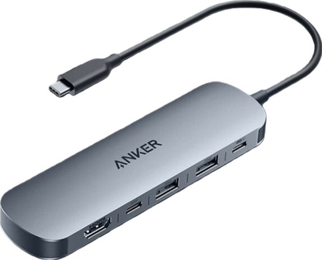 앤커 7 멀티 도크 카드 리더 USB 허브, 1개, 블랙 그레이