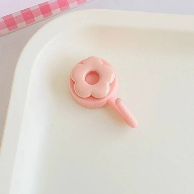 귀여운 달콤한 자기 접착제 벽 장식 후크 드릴링 코트 가방 옷걸이없이 크리 에이 티브 꽃 다기능 도어 욕실 218957, Pink Flower Pink