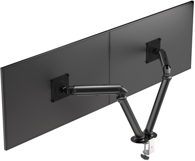 콜콜러브 듀얼 모니터암 거치대 고중량 승강식 모니터 인체공학 홀/클램프 타입 겸용 거치대, 1개, 블랙