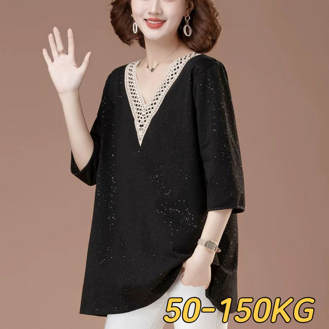 중년여성 오버핏 반팔 티셔츠 여름 편안한 라운드넥 반팔티 엄마의류 빅사이즈 50대60대
