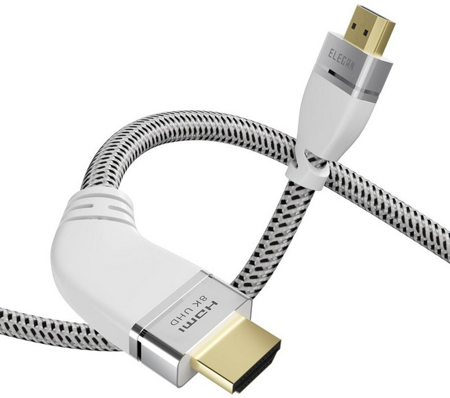 엘레칸 8K HDMI 2.1 케이블 8피트 왼쪽 45도 각도 고속 48Gbps 땋은 코드, 15FT, 45 Degree Left-Angled, 1개