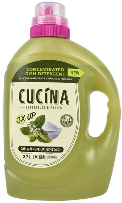 쿠치나 바질 2배 농축 주방세제 2.7L 3배농축으로발송 쿠치나(리빙), 쿠치나 바질 2배 농축 주방세제 2.7L 3배농축으로발