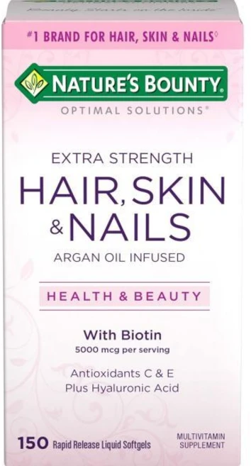 모발 성장 피부 미용 네이처스 바운티 옵티멀 솔루션 헤어 스킨 & 네일 엑스트라 스트렝스 소프트젤 150 카운트(1팩) 패키지 다 수 있습니다, 1개, 150정 - 쿠팡