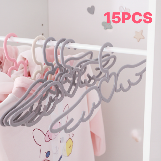 귀여운 엔젤 날개 하트 옷걸이 15개입 세트, 1세트, 블루