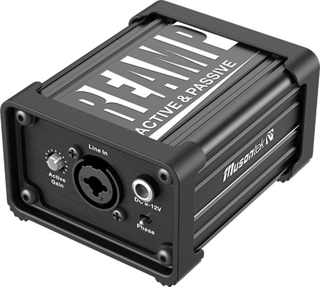 Musontek PD1L 主動式/被動式 DI Box 單聲道 平衡訊號轉換器, 黑色, 1個, Reamp Box