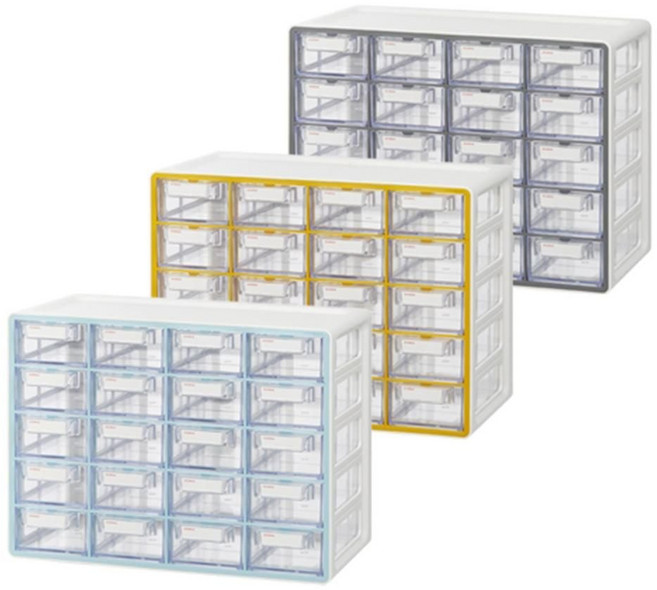 [시스맥스]UP 시스템 멀티박스 소형 20단 데스크정리 사무용품 소품 수납함, 1개, 옐로(139741)