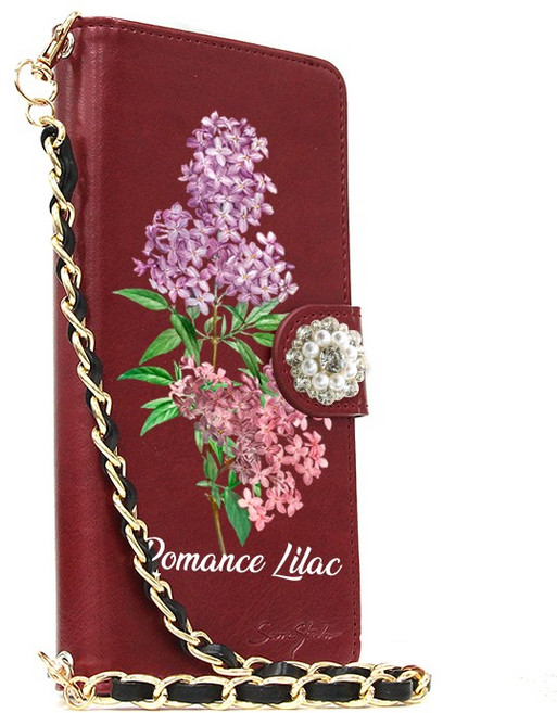 라일락 수국 플라워 꽃 다이아 장신구 지갑형 카드및 손목체인 휴대폰케이스