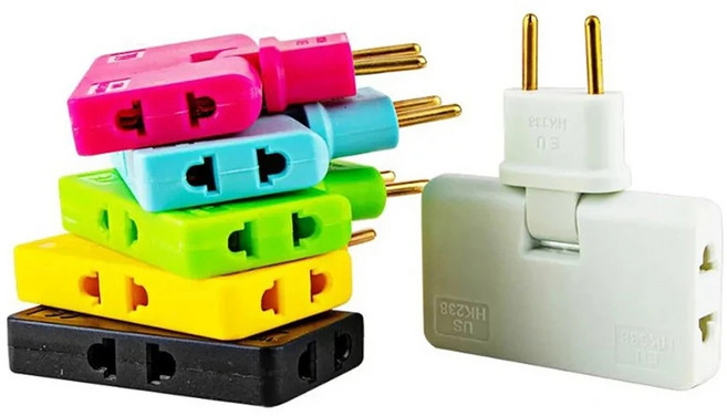 3-in-1 EU 플러그 180 도 회전 소켓 컨버터 미국 익스텐션 플러그 멀티 플러그 미니 슬림 무선 콘센트 어댑터 소켓 220V, 1개, 5)Yellow