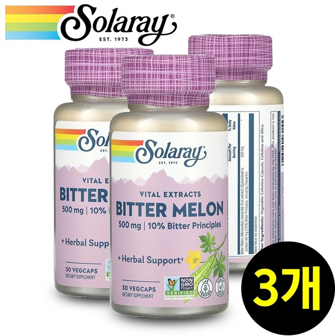 솔라레이 여주 추출물 500mg 베지 캡슐, 30정, 3개 - 쿠팡