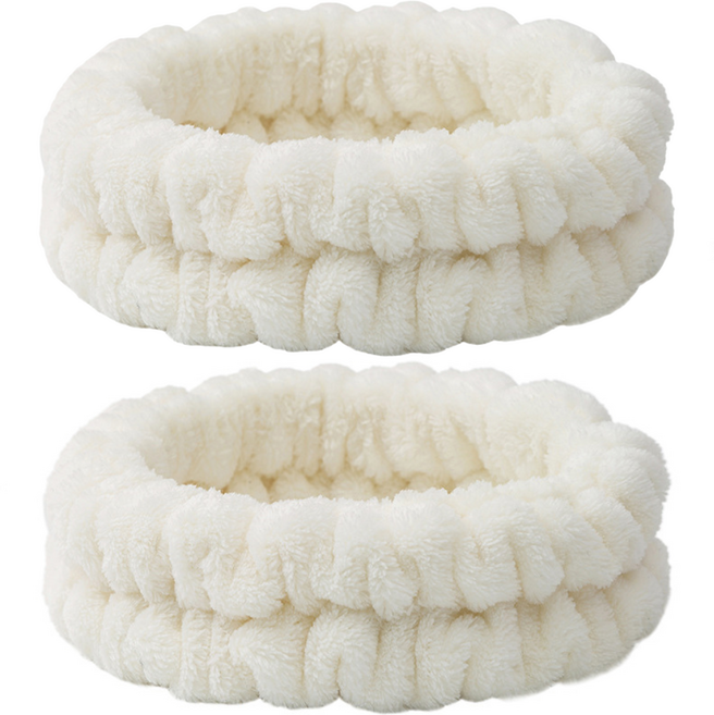 앨라모 극세사 저자극 세안 헤어밴드, 2개, 화이트