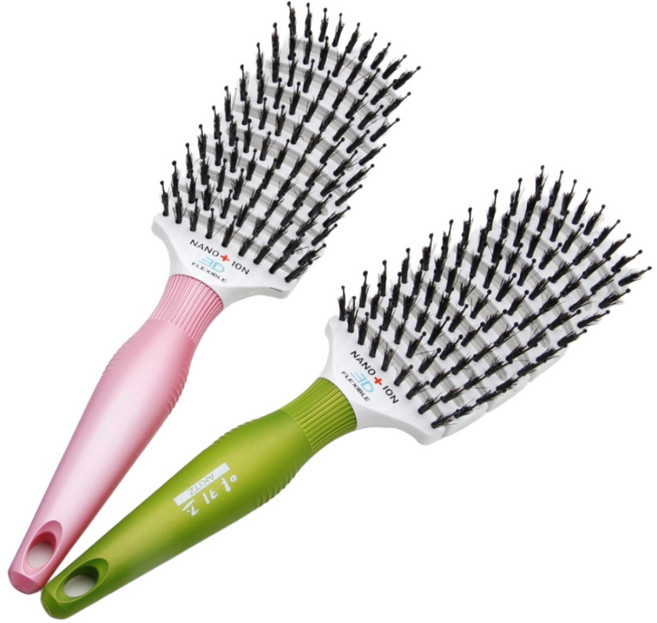 아키즈 3D 플렉서블 브러쉬 긴머리 엉킨머리 두피케어 모발윤기, 1개, 3D브러쉬 핑크(대)