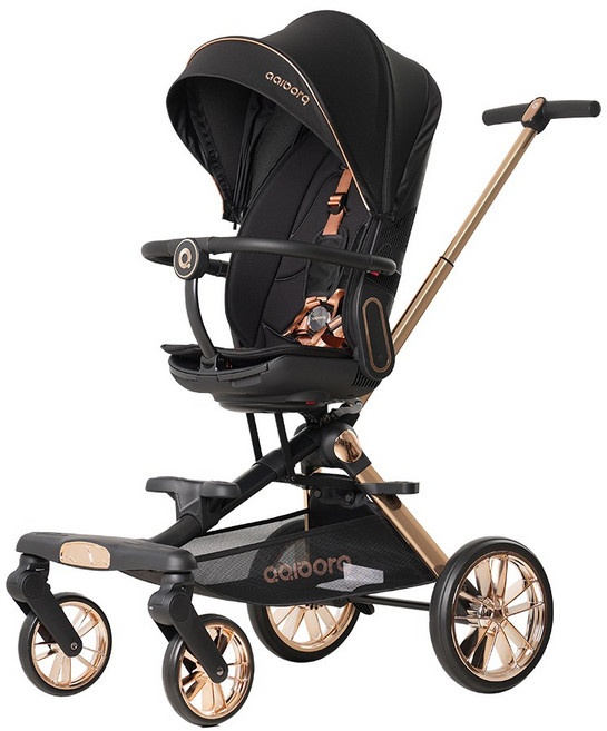 올보르 앨빈 트라이크 유모카 휴대용 유모차, 디럭스 블랙, 1개