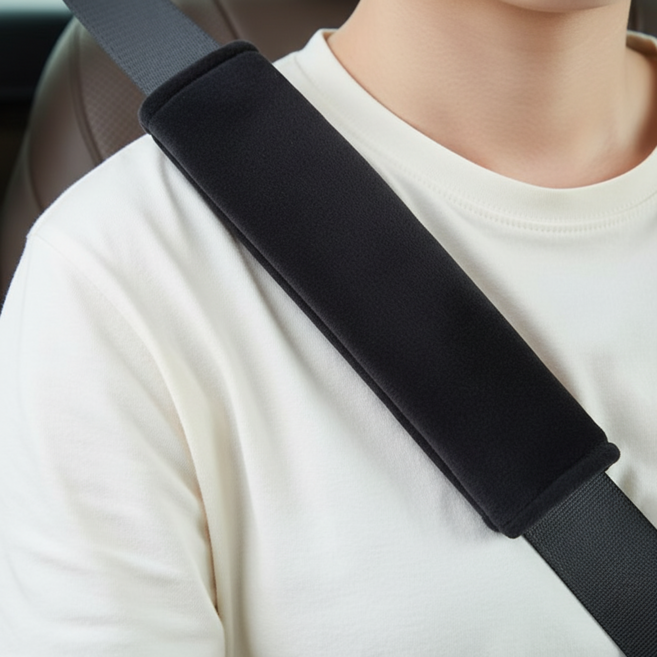 호담즈 목보호 마찰완화 안전벨트 커버, 2개, 블랙