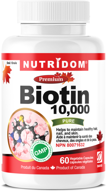 캐나다 뉴트리돔 비오틴 10000 바이오틴 Biotin 10000mcg 60식물성캡슐 캐나다 직구, 1개, 60정
